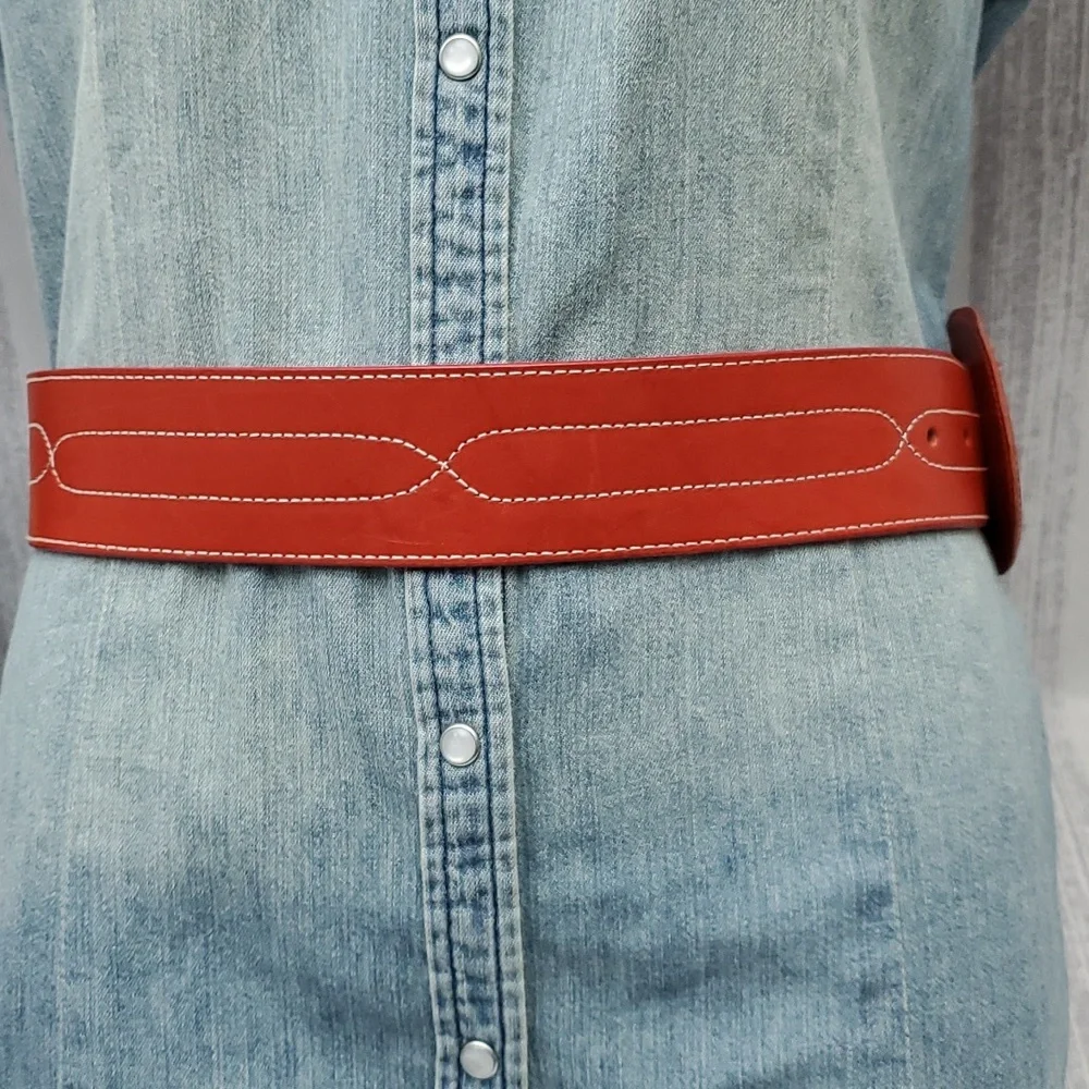 Charter Club Belt Genuine English Saddle Hide Leather in Red - Picture 6 of 13